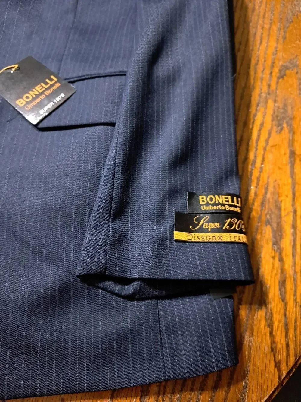 New 40R Umlerto Bonelli 1303 St Angelo Blue Pinstripe Suit Coat Blazer Vest NWT